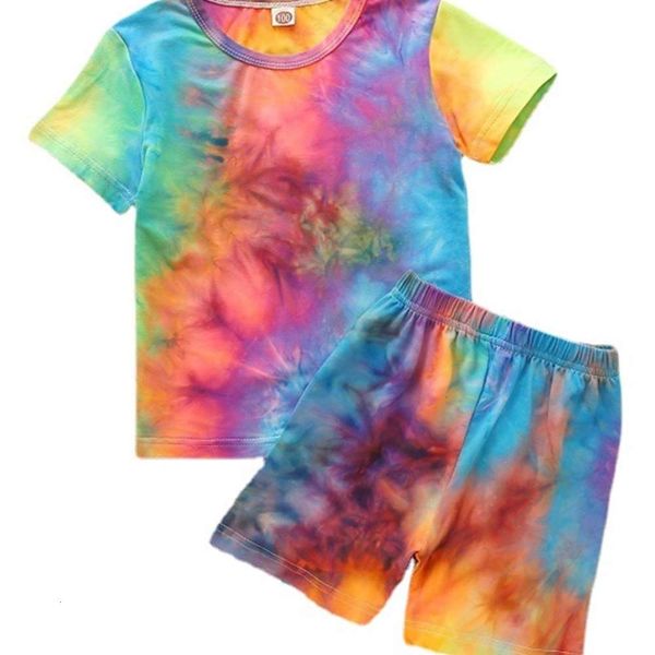 

boys and girls suits summer color assorted short sleeve suit + shorts two-piece set of cute trendy boys and girls' clothes, White