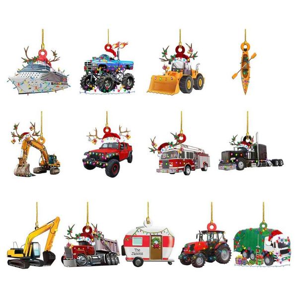

christmas decorations acrylic ornaments modern vehicle shape tree pendant for home kid toys gift xmas year