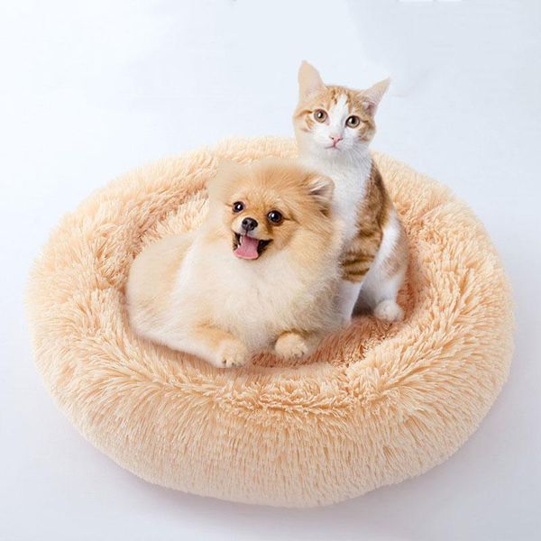 

kennels & pens dog long plush dounts beds calming bed hondenmand pet kennel super soft fluffy comfortable for large / cat house dogs mats
