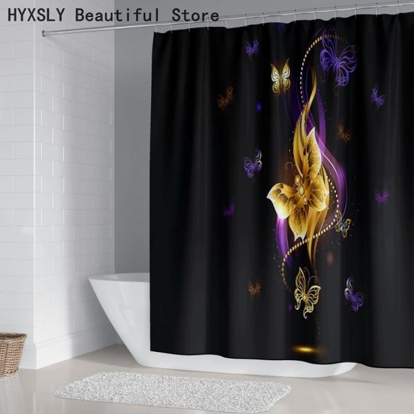 

shower curtains butterfly luxury black printing curtain 3d bathroom screen cover decor set and 12pcs hooks 180*180cm mouldproof protector