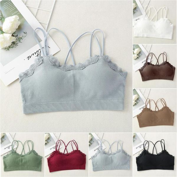 

bustiers & corsets women seamless lace bras wireless push up soft undearwear strappy bralette lingerie, Black;white