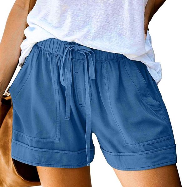 

women's shorts comfortable drawstring casual loose daily high waist elastic belt workout with two pockets lace up, White;black