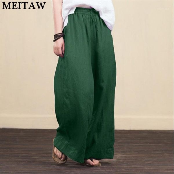 

women's pants & capris harajuku high waist wide leg 2021 casual vintage solid loose trousers women summer autumn cotton and linen, Black;white