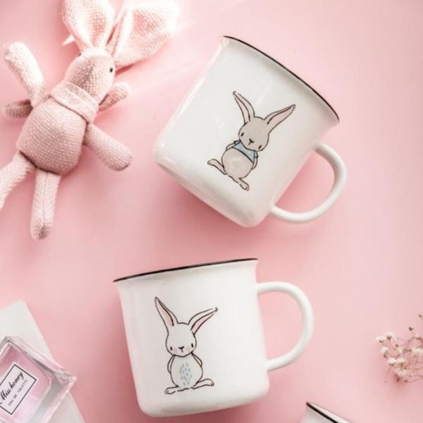 

mugs 1pc cartoon ceramic mug pattern drinking cup coffee for home office (white