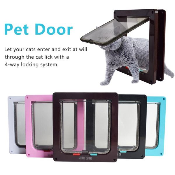 

cat carriers,crates & houses s/m/l 4 way lockable dogs security flap door kitten puppy pets abs plastic animal