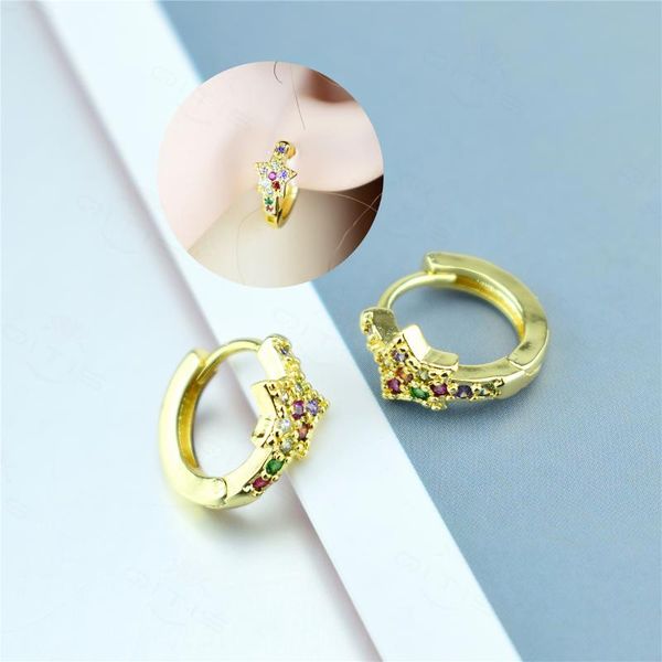 

hoop & huggie 2021 earring fashion star rainbow zircon ear ring horse eye bone buckle ins style personality wild girl jewel, Golden;silver