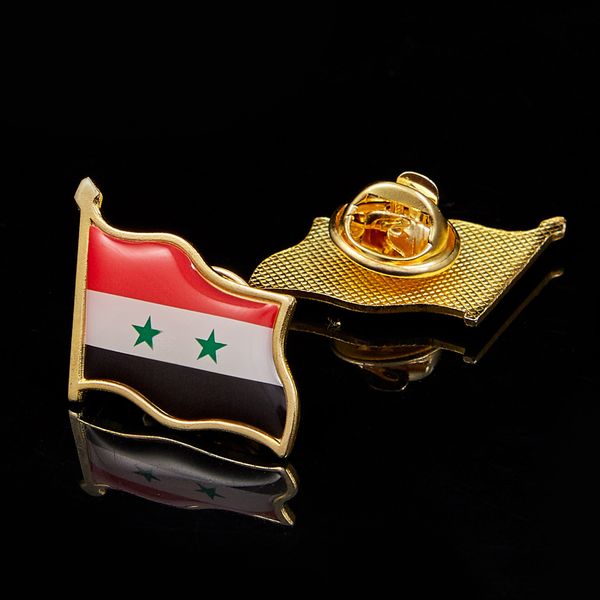 

30pcs syria patriotism national flag lapel pins metal plated craft patriotism safety pins badge brooch