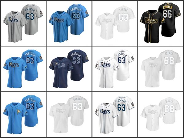 

tampa bay rays men 68 jalen beeks beeker 66 don zimmer 63 diego castillo women youthjersey, Black;red