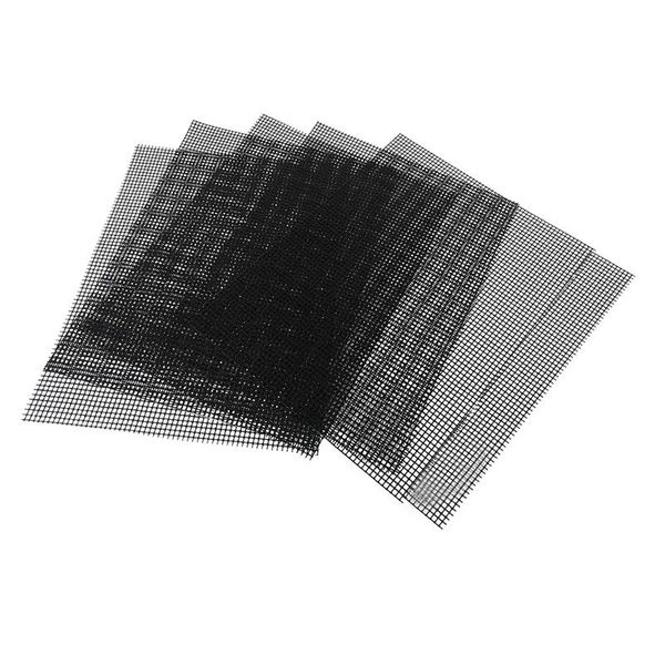 

tools & accessories heat resistant non stick bbq grill mesh mat set of 6 easy to clean, reusable mats for bbq,black