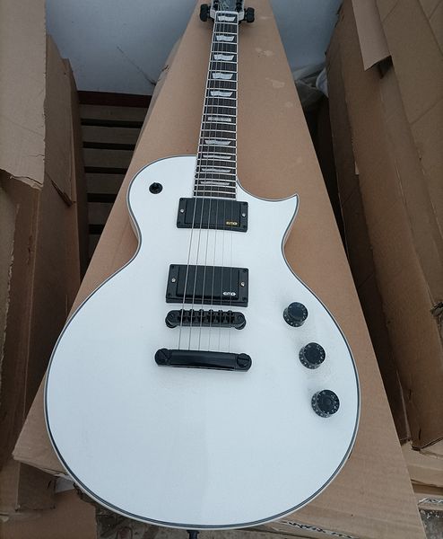 

6 string white electric guitar with active pickups,rosewood fretboard