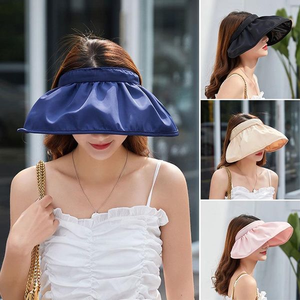 

outdoor hats 2021 women's sun hat big brim sunscreen breathable for summer trip riding n66, Black;white