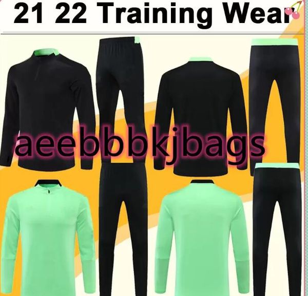 

21 22 rashford pogba cavani mens tracksuits soccer jerseys mata martial fernandes training wear set black green football shirt long sle=