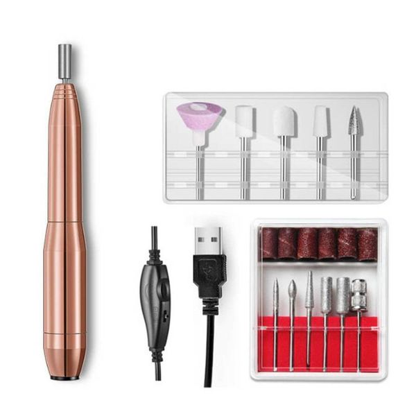 

nail drill & accessories electric file kit usb manicure pen machine with bits sand bands for exfoliating grinding polishing