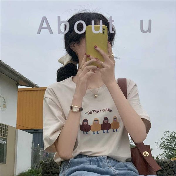 

women's t-shirt ins super fire design female minority short sleeve, White