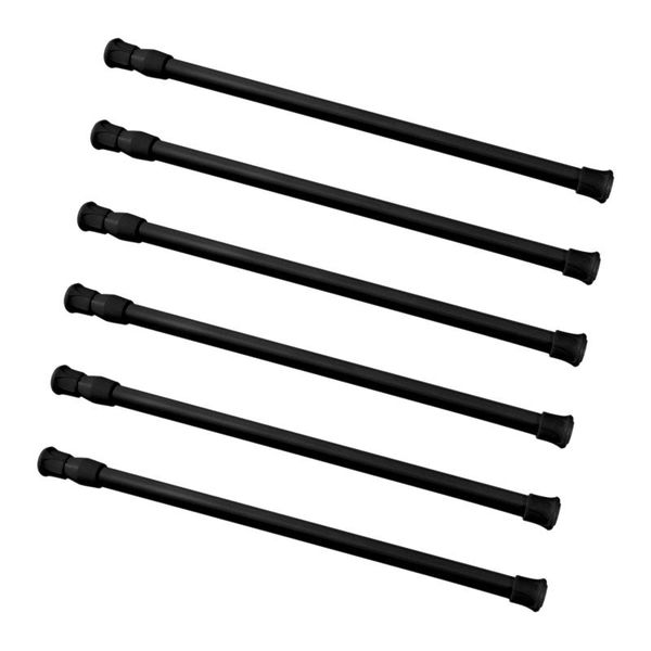 

shower curtains small tension rods for cabinets cupboard bars rv closets refrigerator, spring 11.8 to 19.6 inches, 6 packs (black)-abux