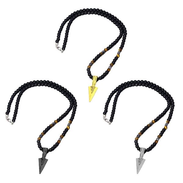 

pendant necklaces men stone beads chain necklace rhombus column triangle arrow temperament fashion jewelry dropship wholesale, Silver