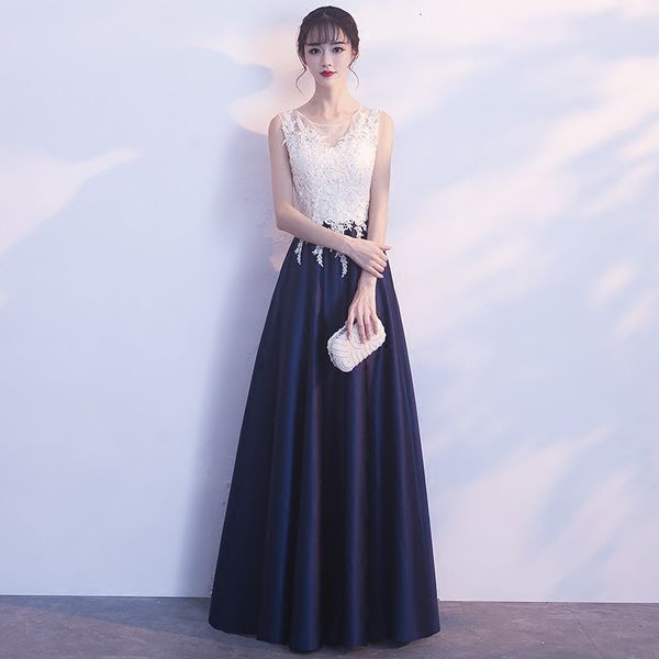 

ethnic clothing long formal evening dresses elegant lace satin navy blue vestidos women party gown 4uf7, Red