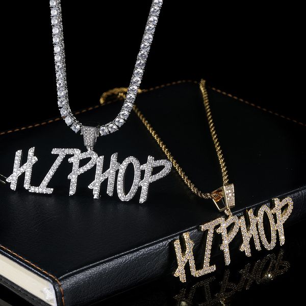 

factory wholesale floral with zircon inlaid hip hop personalized combination letter pendant necklace popular fashion xmas gift