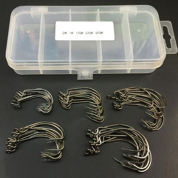 

fishing accessories 50pcs 2#1#1/0#2/0#3/0# lure carp sea hooks with box tackle