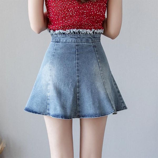 

skirts 2021 summer version of the wild stretch high waist denim skirt hair wash water anti-light umbrella women, Black