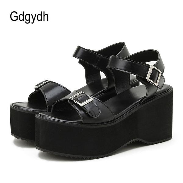 

gdgydh woman mori girl lolita cosplay punk shoes lady high heels platform sandals women belt buckle princess summer black dress