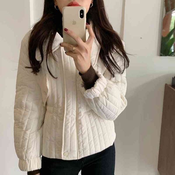 

comelchic winter solid elegant women bread clothe peter pan collor padded coat loose casual jacket female outwear 210515, Black