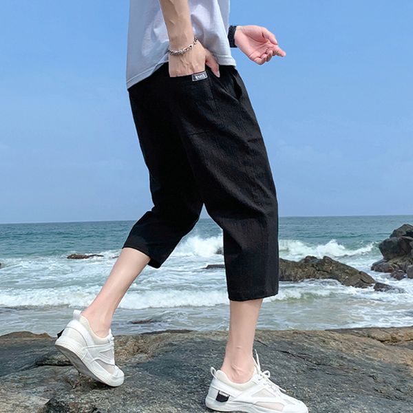 

men's pants cotton cropped sports tide brand 7 short loose1 lj30, Black