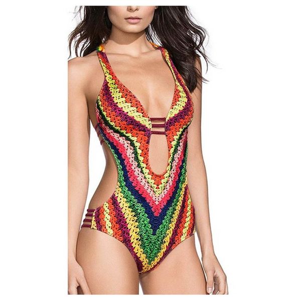 

women's swimwear boho swimsuit women one piece retro ethnic print bodysuit cut out brazilian bikini maillot de bain femme, White;black