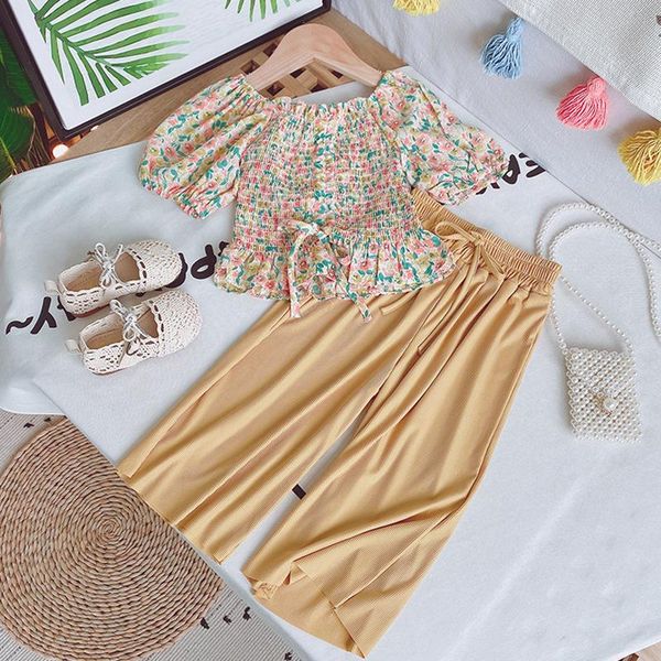 

clothing sets summer girls' fashion fruit print suspender bloomer pants 2pcs suits baby kids outfits suit children, White