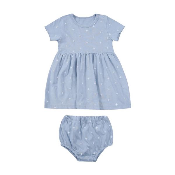 

clothing sets 2021 baby star print clothes set girls short sleeve o-neck with large hem + elastic waist pants suit, White