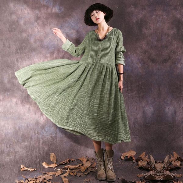 

casual dresses qpfjqd chinese ethnic women dress full sleeve spring autumn female v neck long loose size buttons vestido mujer, Black;gray