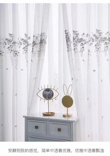 

morden embroidered sheer curtains for bedroom flower leaves tulle living room the kitchen window curtain yarn & drapes