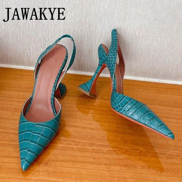 

sandals stone pattern pointy women shoes real leather shallow slip-on party banquet runway strange heel bride, Black