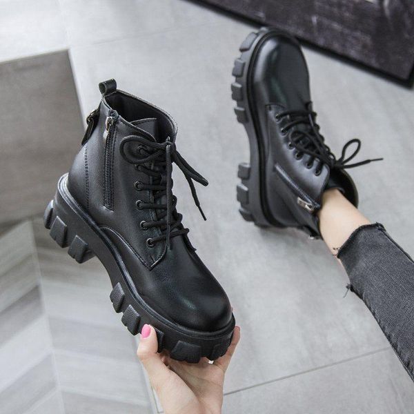 

boots rock shoes woman mid-calf booties women luxury designer boots-women low heels round toe short mid 2021, Black