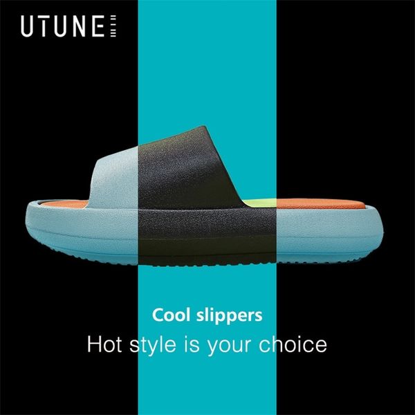 

utune summer outside slippers men shoes eva soft outdoor sneaker platform slides women thick sole non-slip beach sandals indoor 210607, Black
