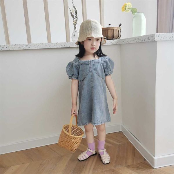 

sc iins pretty girls dresses summer kids denim dress for girl ruff sleeve jeans dress children clothes for 2-8year, Red;yellow
