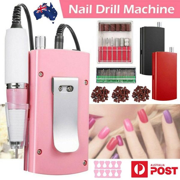 

portable rechargeable electric nail drill machine 30000rpm professional manicure art ceramic bits & accessories