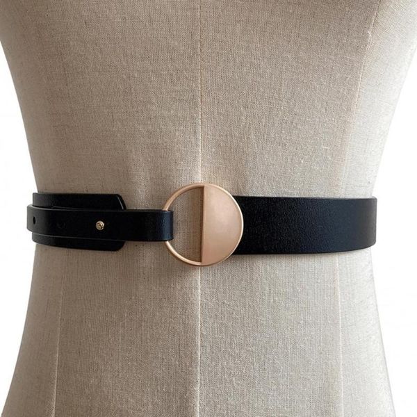 

belts 40% dropwaistband elliptical tail wear-resistant simple women faux leather alloy buckle waist belt for party, Black;brown