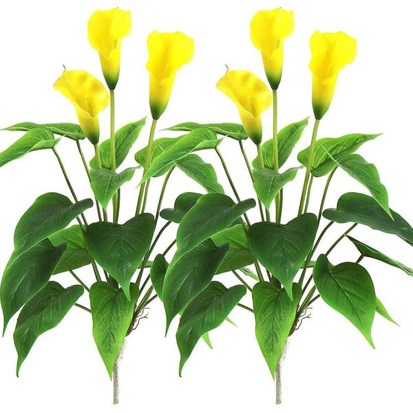 

artificial flower calla lily plant fake bonsai green indoor and outdoor decoration 2 packs (yellow) decorative flowers & wreaths