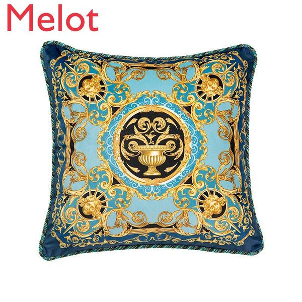 

cushion/decorative pillow blue gold vintage cushion high-end luxury printed plush sofa thick soft jacquard velvet simple decorative