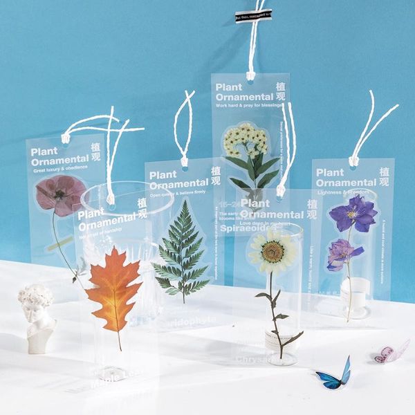 

bookmark retro ins plant flower pet waterproof journal accessories mobile phone case decorative transparent material card