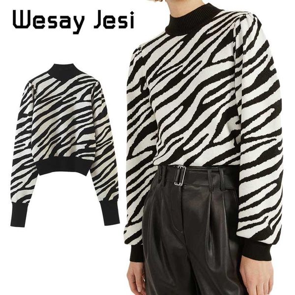 

fashion sweater women turtleneck women's zebra pattern knitted winter for warm sweaters female 2021, White;black