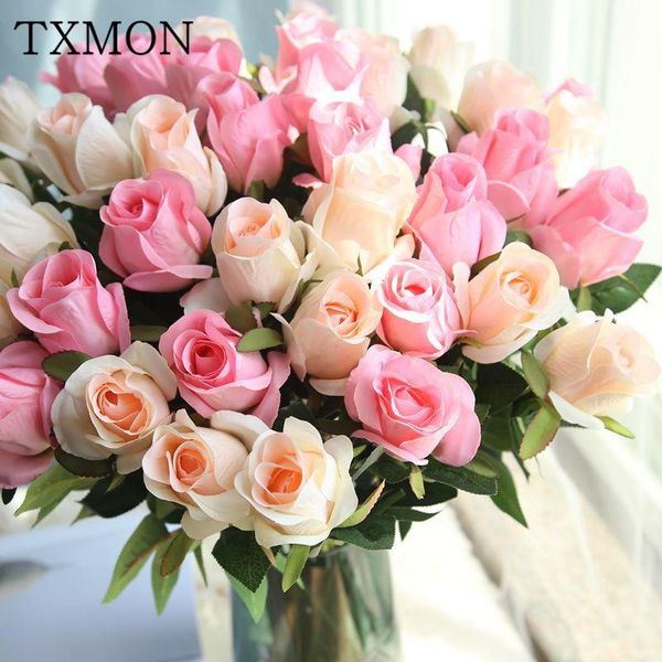 

colors long branch roses artificial fake flower living room el decorative bottle birthday present wedding bouquet flowers & wreaths