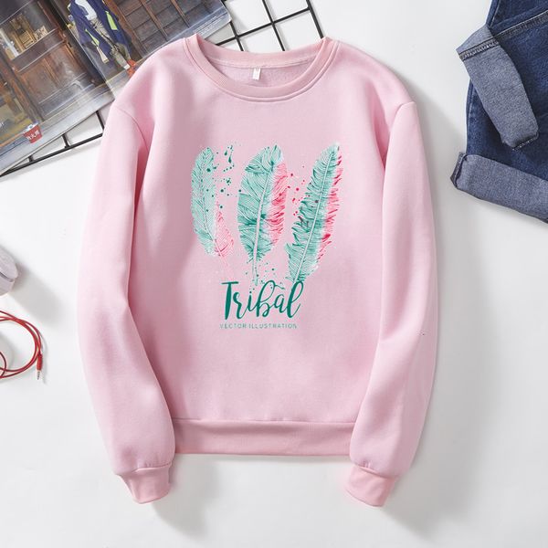 

women's jackets hoodies solid spring the-neck long sleeve pullover's feather print with hoodie woman girl's clothes hufv, Black;brown
