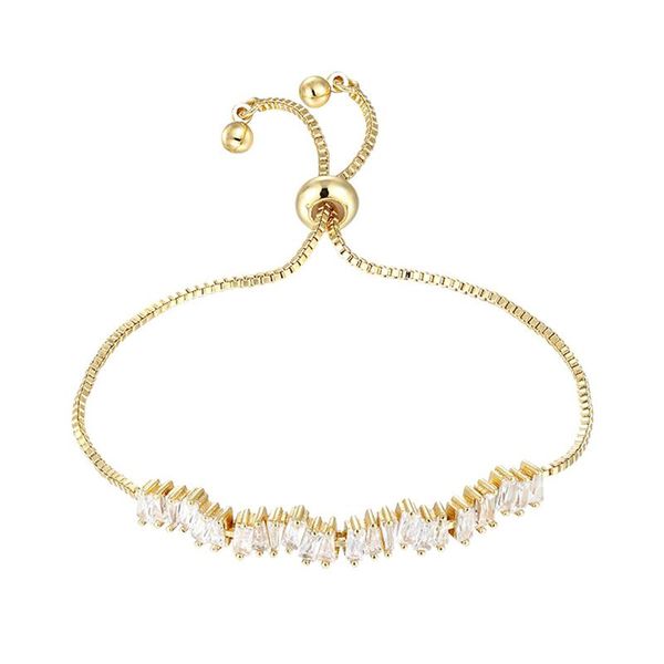 

link, chain 18k gold link bracelet adjustable crystal zirconia tennis for women fashion brass, Black