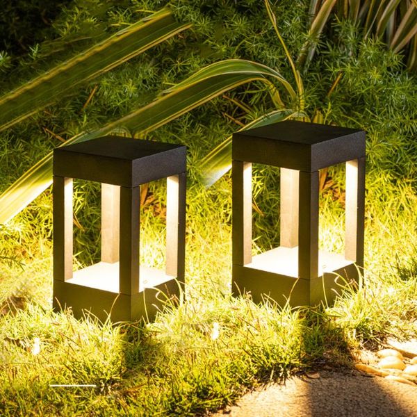 

outdoor waterproof garden lawn pillar lamp aluminum villa patio backyard landscape pathway park post column lights lamps