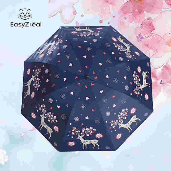 

umbrellas easyzreal deer umbrella rain women windproof ultralight sun anti-uv folding lady parasol xmas gift