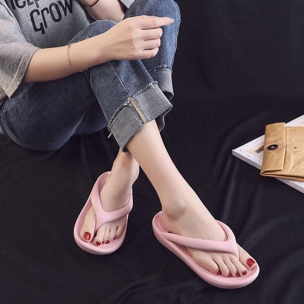 

slippers women sandals 2021 lightweight q elastic soft platform couple flip flops fashion wedge open toe beach shoes summer, Black
