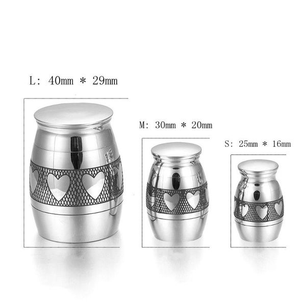 

pendant necklaces high polished 316l stainless steel mini keepsake cremation urns with love heart engraved memorial casket for human/pet ash, Silver