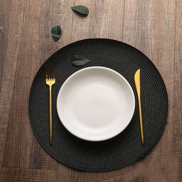 

mats & pads 4pcs round braided placemats washable kitchen table for home wedding party 40cm mat bowl